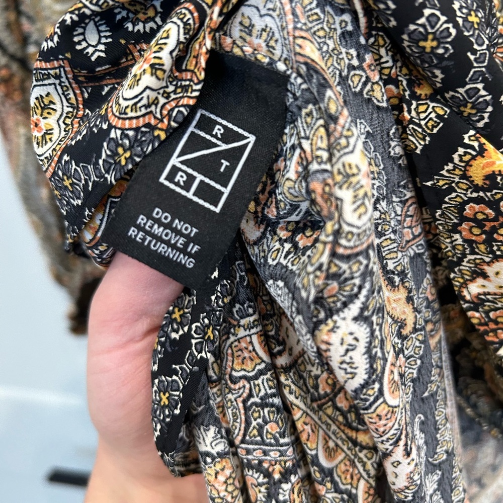 Bronx and Banco Asymmetrical Paisley Dress - Black and Gold - Picture 8 of 11